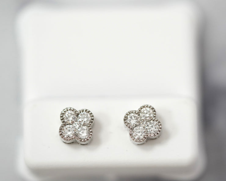 Clover EArrings 14K White Gold