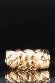 Solid Miami Cuban Ring 14K Yellow Gold