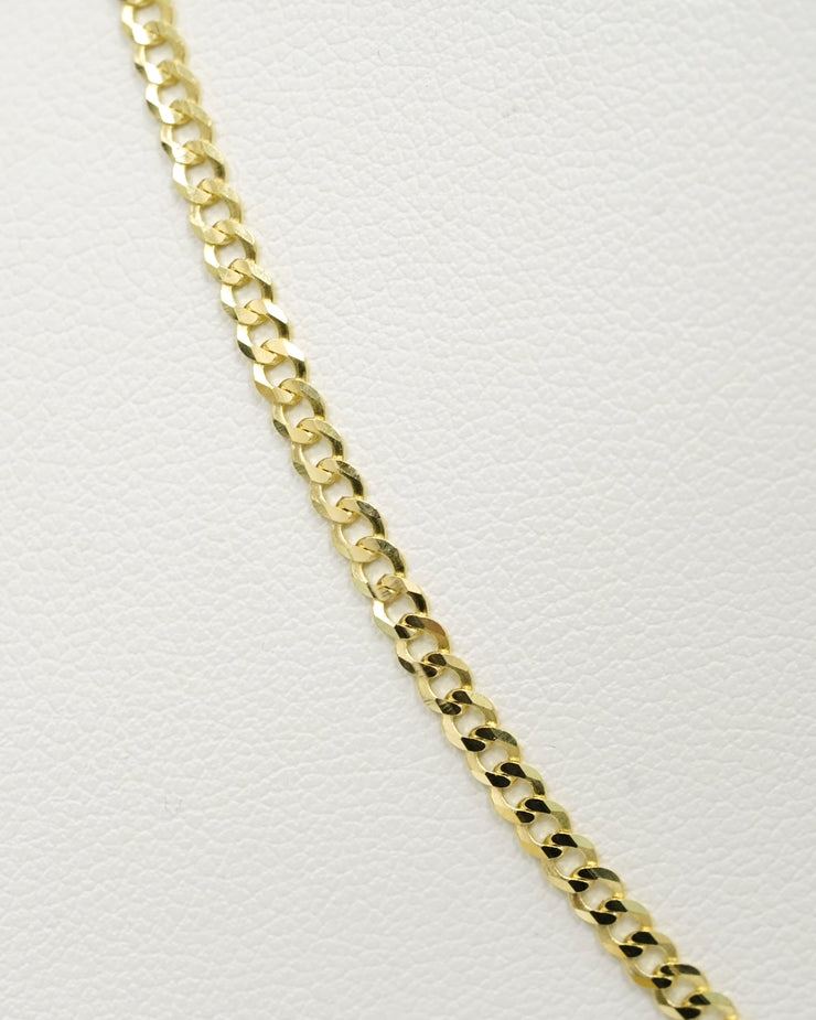 Semi Solid Curb Cuban Chain 14K Yellow Gold