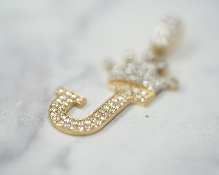 Letter J With Crown 14k Yellow Gold