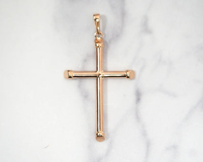 Cross Slopped 2in 14k Rose Gold