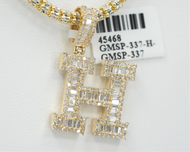 1.22 Ct Diamond Baguette Letter H 14K Yellow Gold