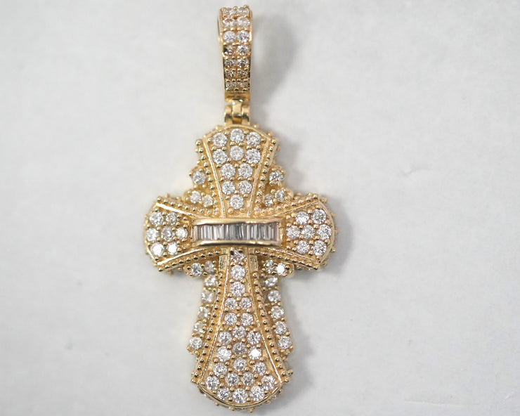 CZ Cross 14K Yellow Gold