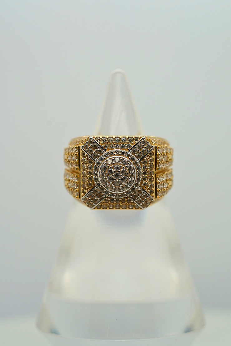 X Top Mens Ring 14k Yellow Gold
