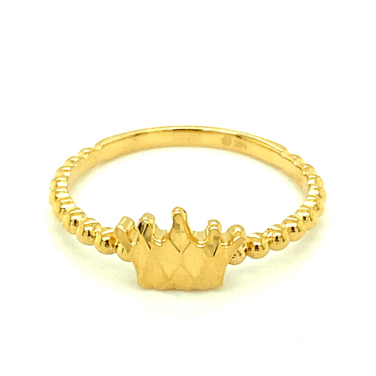 Solid Gold Crown Ring 14K