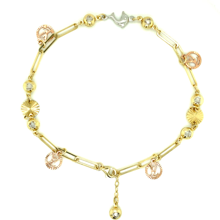 Charm Bracelet 14K Tri-Color