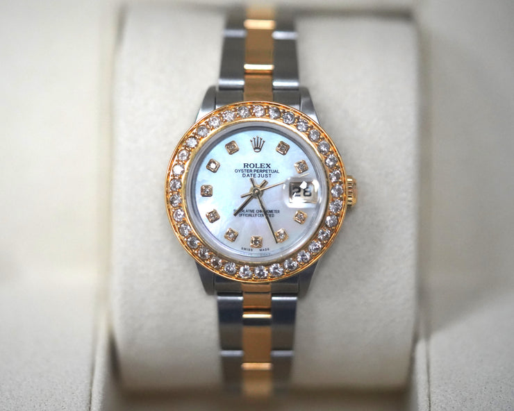 Pre Owned Custom Rolex Date Just ladies 26MM W/ Diamond Bezel