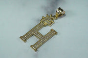 Letter H With Crown Pendant