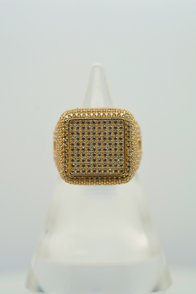 Square Mens 14k Yellow Gold Ring