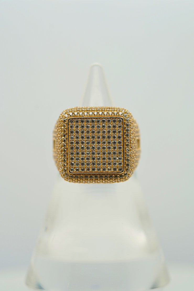 Square Mens 14k Yellow Gold Ring