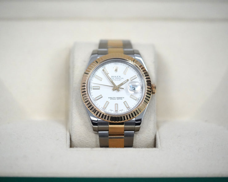Rolex DateJust 40mm Stainless Steel/Yellow Gold Oysterband White Stick Dial