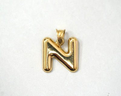 Letter N Pednant 14K Yellow Gold