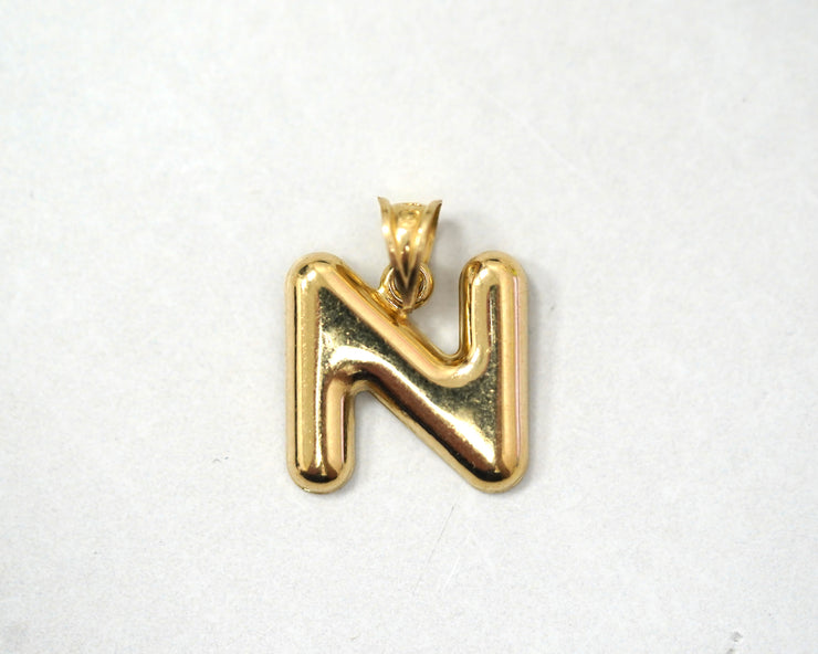 Letter N Pednant 14K Yellow Gold