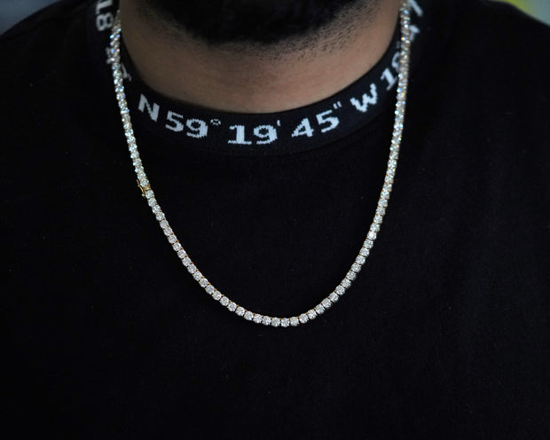 36.8 CT Diamond Tennis Chain 14K Yellow Gold