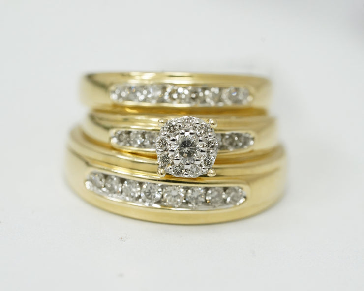 0.75 Ct Diamond Trio Wedding Rings