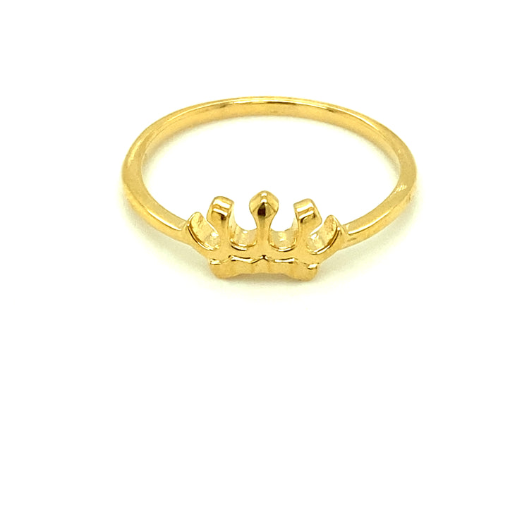 Solid Gold Crown Ring 14K