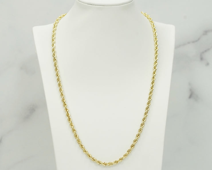 Hollow Rope Chain 14K Yellow Gold 4.5mm