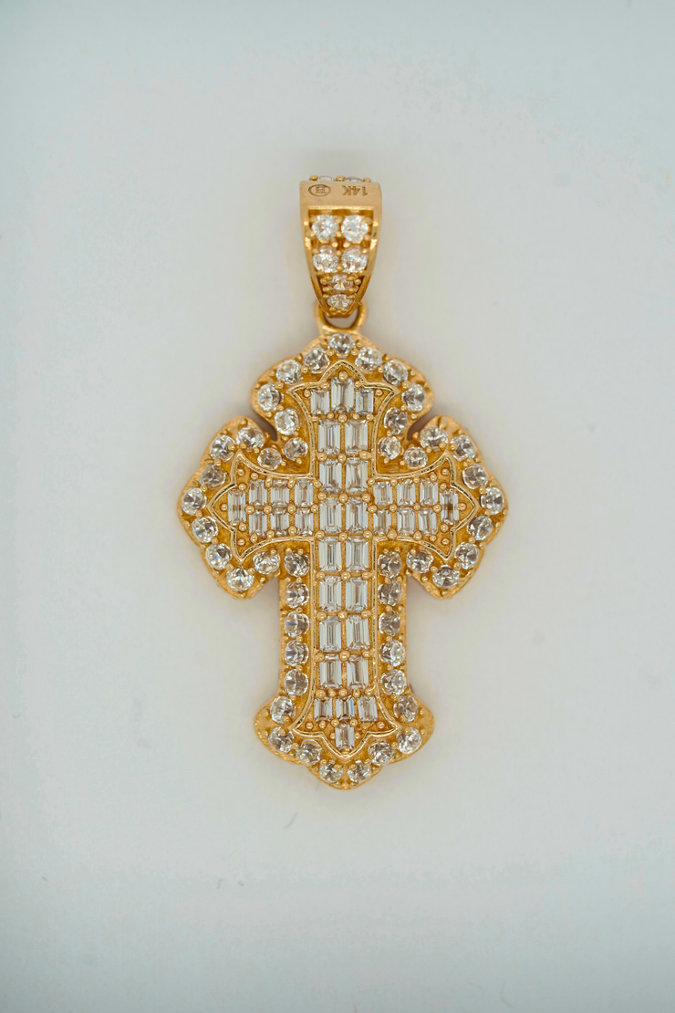 Baguette Cross 14K yellow Gold