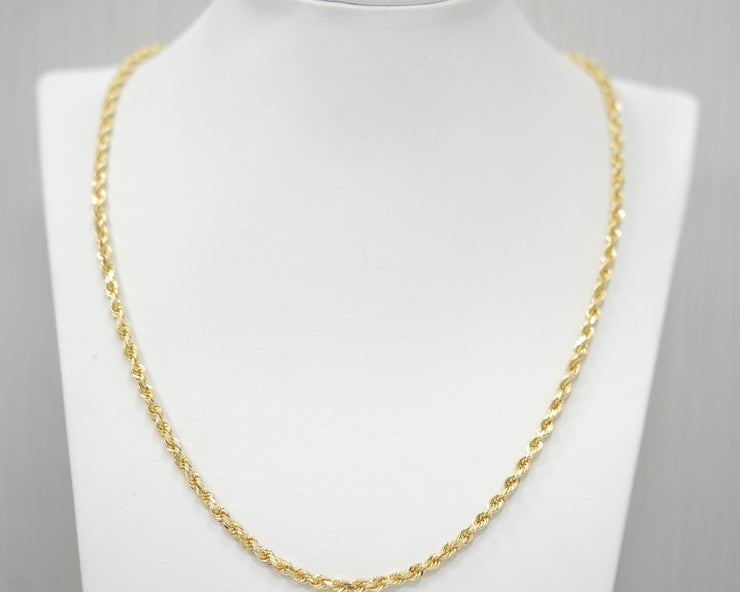 Solid Rope Chain 4mm 14k Yellow Gold