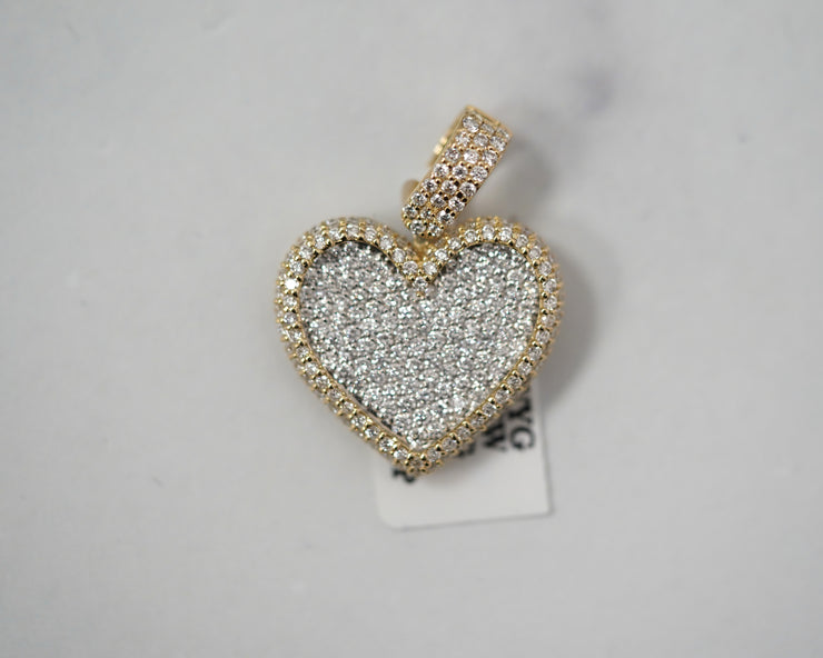 2.06 CT Round Diamond Heart 1in 14k Yellow Gold
