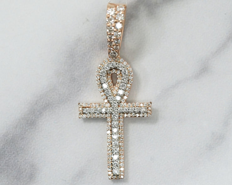 1.26 Ct Round Diamond Cross 14K Rose/Gold