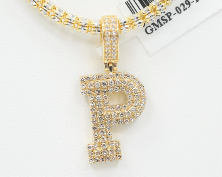 0.79 Ct Diamond Letter P 14K Yellow Gold