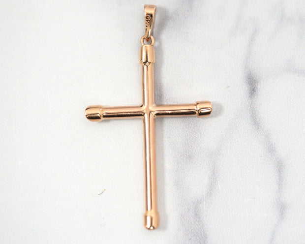 Cross Slopped 2in 14k Rose Gold
