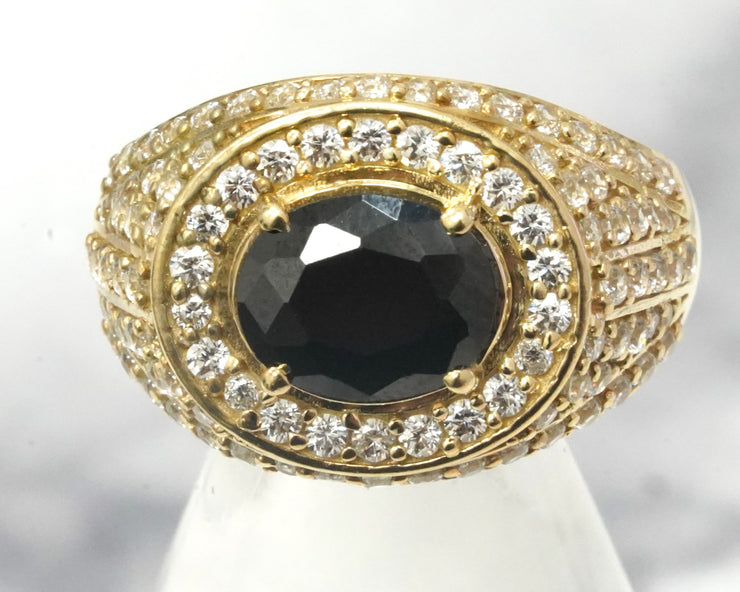Black Cz Ring 14K Yellow Gold