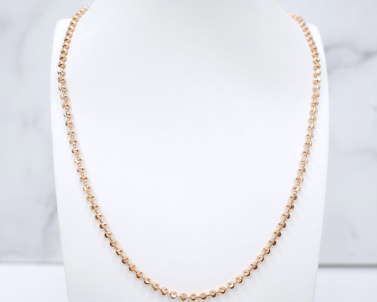 Rose Gold 14K Moon Cut Chain 24 Inches
