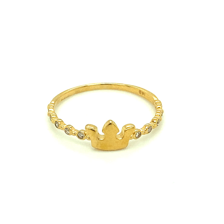 Solid Gold Crown Ring 14K