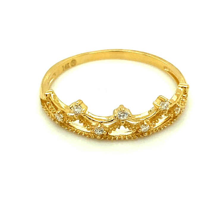 Solid Gold Crown Ring 14K