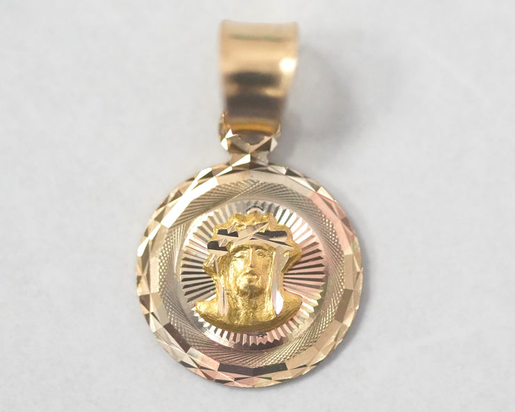 Jesus Head 14K Tri Color Gold