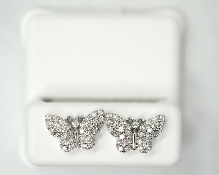 0.71Ct Diamond Butterfly Earrings 14K White Gold
