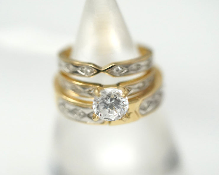 Trio Wedding Rings 14K Yellow/White Gold