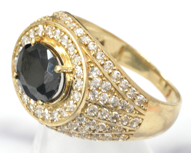 Black Cz Ring 14K Yellow Gold