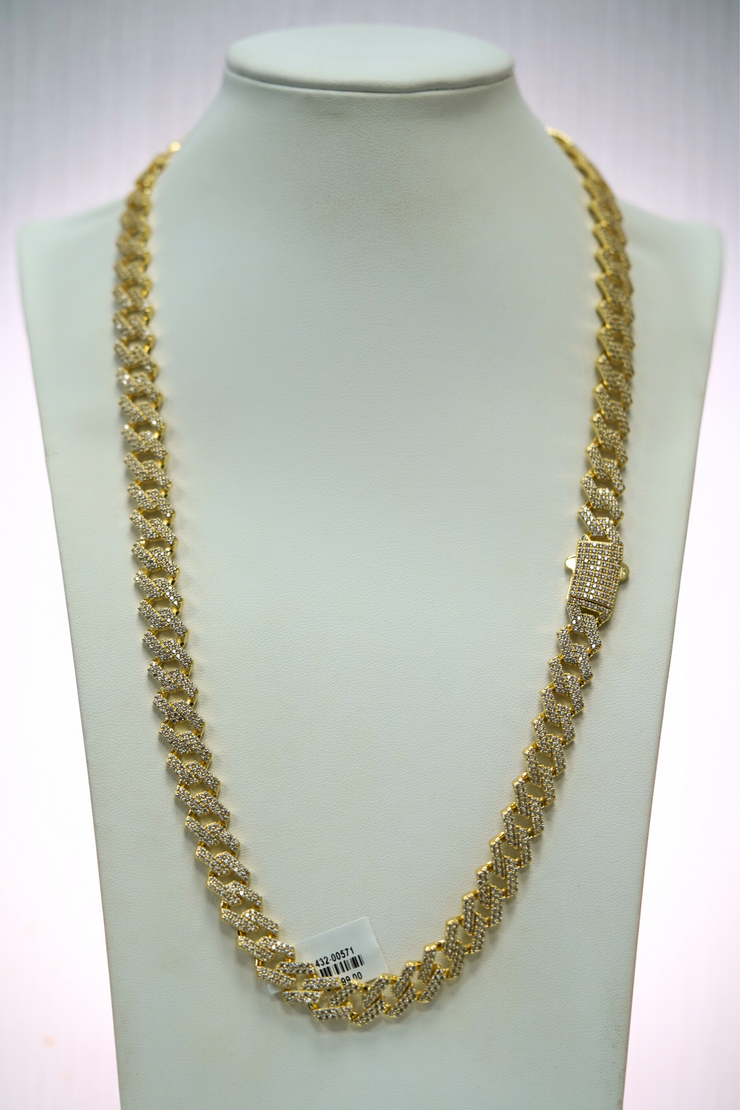 CZ Prong Chain 14K Gold