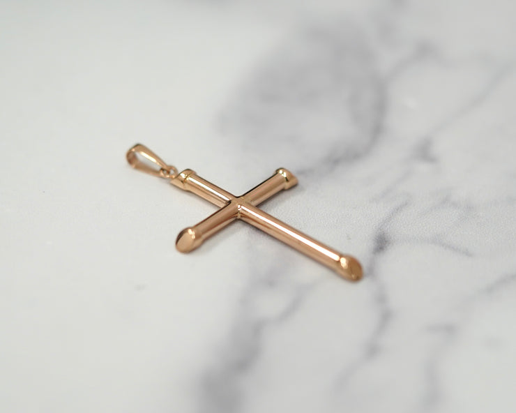 Cross Slopped 2in 14k Rose Gold