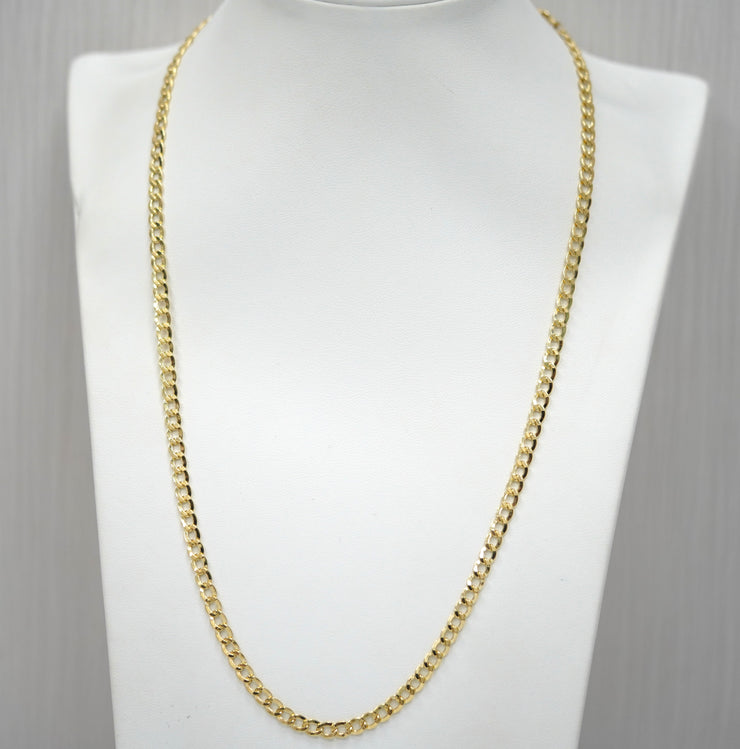 Semi Solid Curb Cuban Chain Yellow 14K Gold