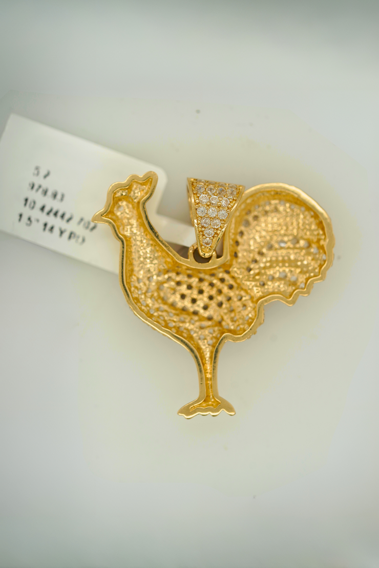 Rooster 14K Yellow Gold 1.5 Inch