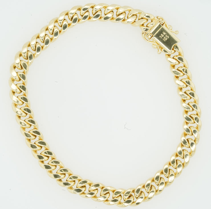 Hollow Miami Cuban Bracelet 14K Yellow Gold
