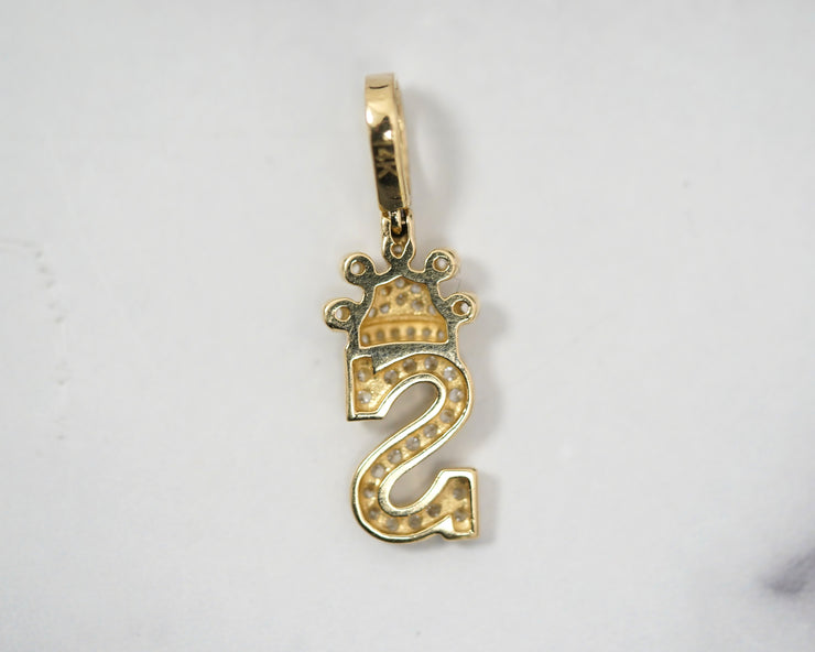 Letter S With Crown 14k Yellow Gold