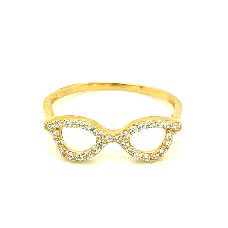 Solid Gold Glasses Ring 14K