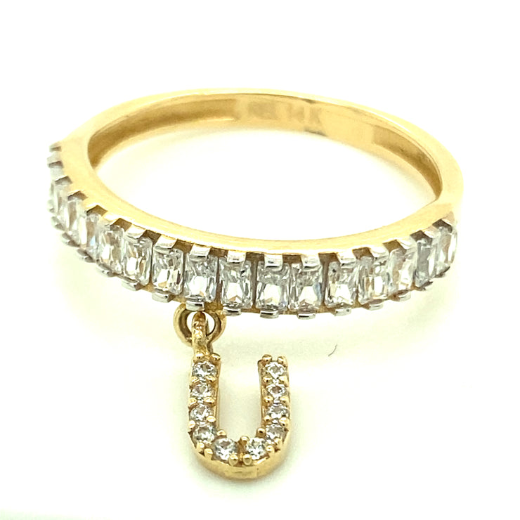 Letter U Ring 14K Yellow Gold