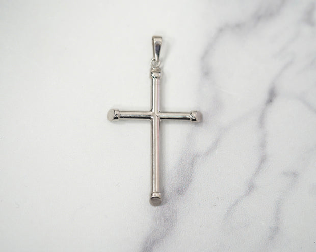 Cross Slopped 2in 14k White Gold