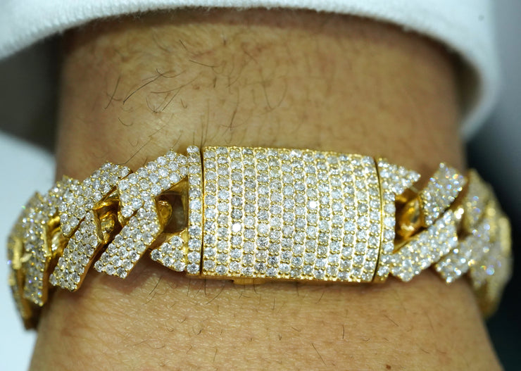 Diamond MIami Cuban Bracelet 14K Yellow Gold