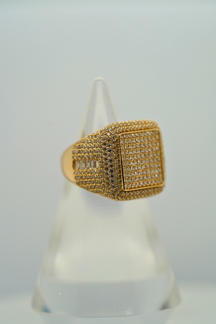 Square Mens 14k Yellow Gold Ring