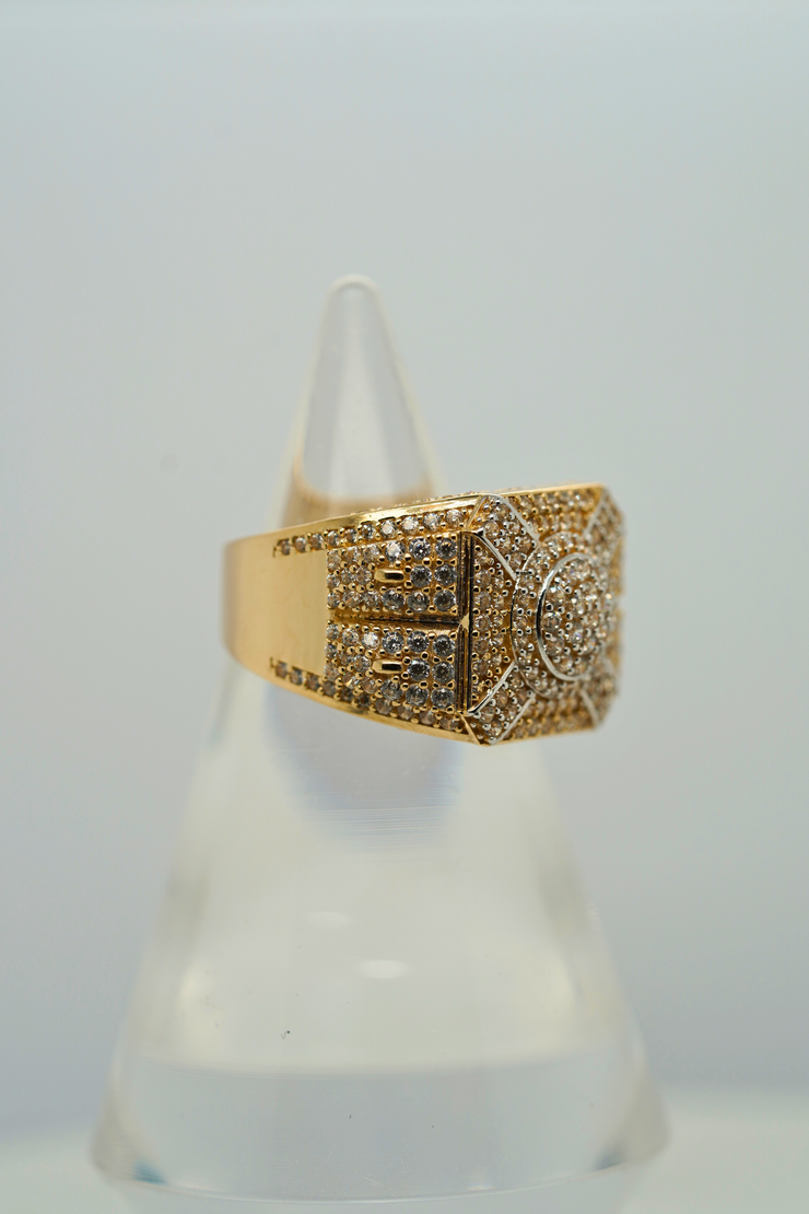 X Top Mens Ring 14k Yellow Gold