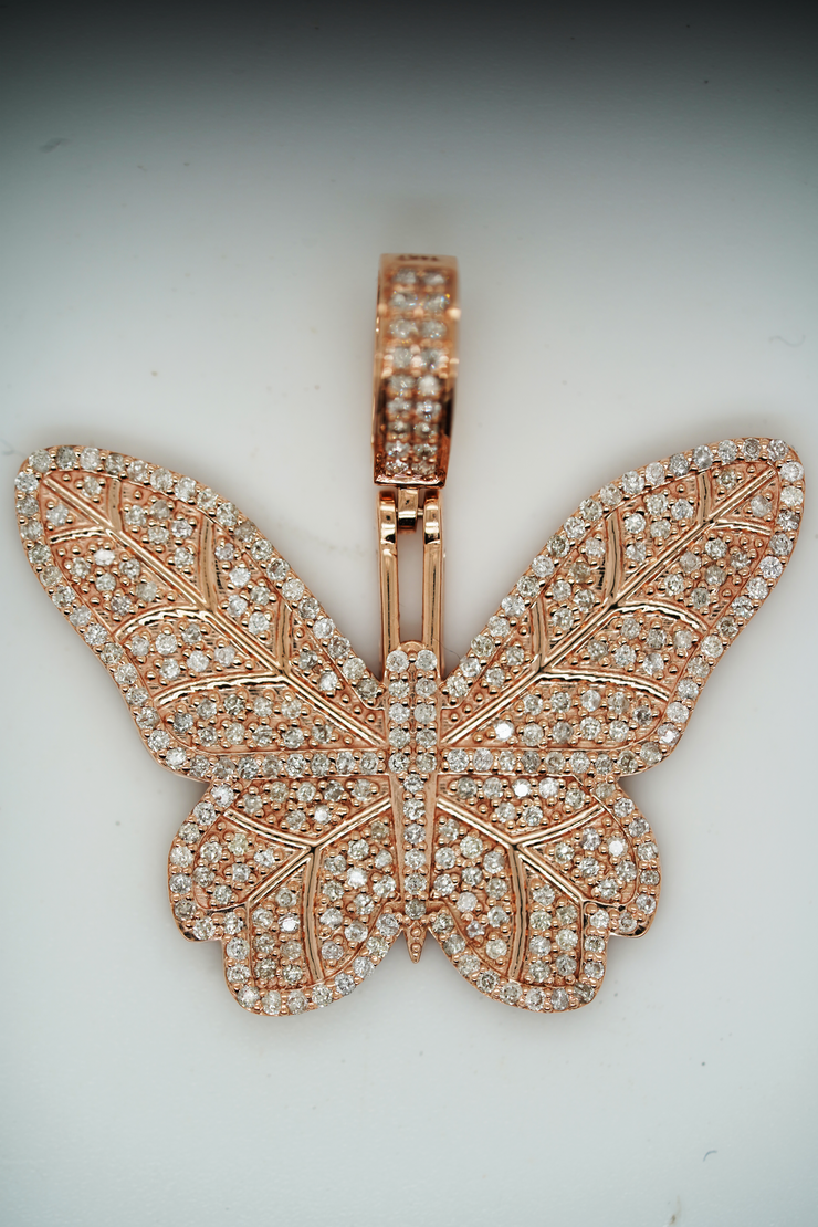 Rose Gold DIamond Butterly Charm Pendant