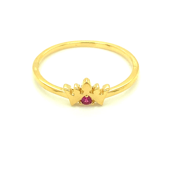 Solid Gold Crown Ring 14K