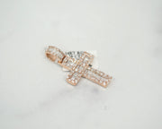 1.30 CT Baguette Cross 1.5in Rose Gold Cross